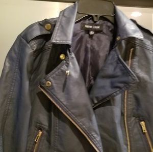 Blue leather like motto jacket